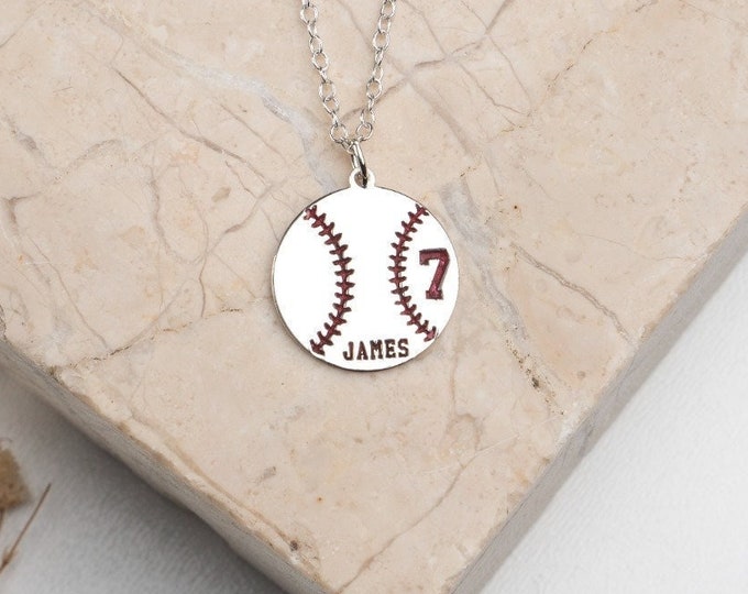 Number Necklace for SportTeam, Baseball Necklace, Sports Gifts, Baseball Gift, Sport Jewelry, Number Jewelry, 925 Sterling Silver Necklace