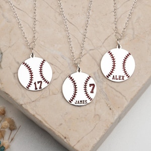 Number Necklace ,Personalized Baseball, Sports Gifts, Number Pendant , Personalized Number, Baseball Silver Necklace, Baseball Gift, Sport image 1