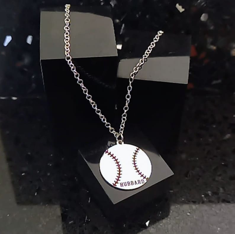 Number Necklace ,Personalized Baseball, Sports Gifts, Number Pendant , Personalized Number, Baseball Silver Necklace, Baseball Gift, Sport image 2