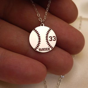 Number Necklace ,Personalized Baseball, Sports Gifts, Number Pendant , Personalized Number, Baseball Silver Necklace, Baseball Gift, Sport image 4
