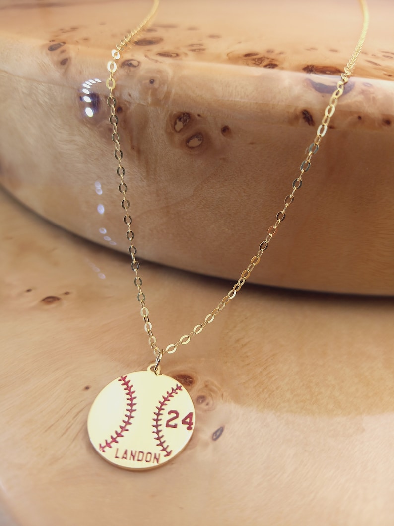 Number Necklace ,Personalized Baseball, Sports Gifts, Number Pendant , Personalized Number, Baseball Silver Necklace, Baseball Gift, Sport image 3