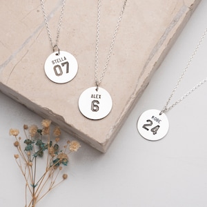 Custom Number Name Necklace – Personalized Silver Sports Pendant with Jersey Number, Gift for Athletes, Teams, Coaches, and Fans
