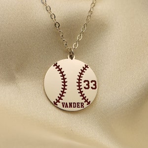 Number Necklace ,Personalized Baseball, Sports Gifts, Number Pendant , Personalized Number, Baseball Silver Necklace, Baseball Gift, Sport image 5