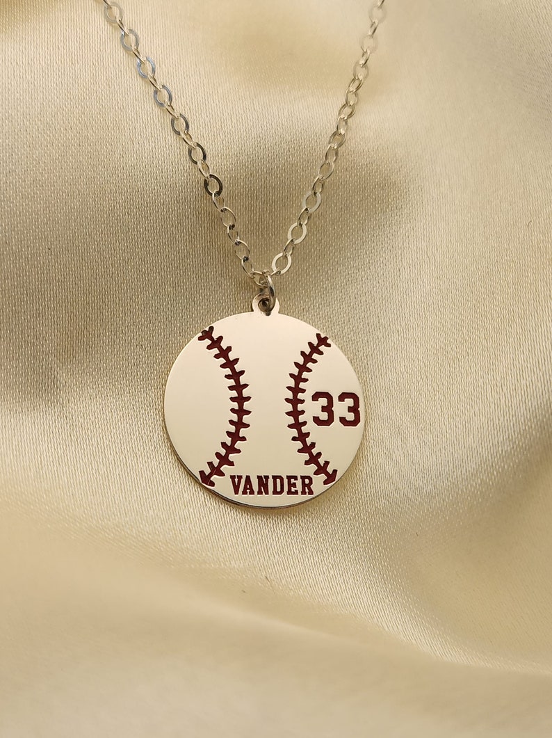 Number Necklace ,Personalized Baseball, Sports Gifts, Number Pendant , Personalized Number, Baseball Silver Necklace, Baseball Gift, Sport image 5