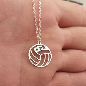 Volleyball sports Name Necklace,  Silver number name necklace, volleyball name Jewelry, volleyball name number, sports valeybol Coach Gift