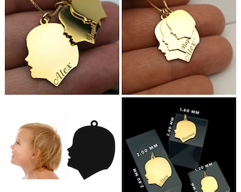 Custom Silhouette Charm Pendant, Children Name Necklace, Family Necklace, Personalized Child Necklace, Gift for Mother, Kids Names Necklace