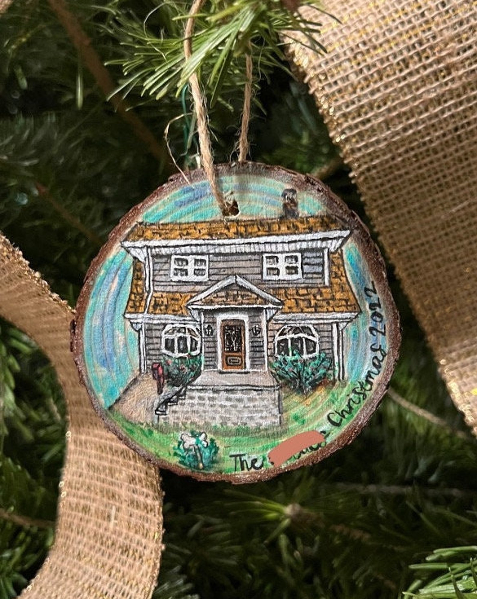Custom Ornament Wooden Personalized House Ornament Unique and Special Housewarming Gift Home
