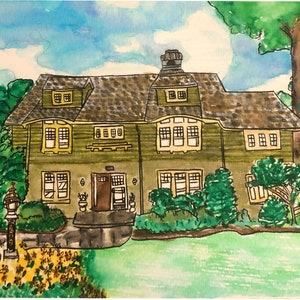 Personalized house drawing | Custom watercolor painting | Housewarming gift | Personalized home present | Unique house present