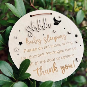 Shhh Baby Sleeping Doorbell Sign, No Soliciting Sign, Ring Doorbell Sign, New Mom Essential, Front Porch Decor, Dog Doorbell Sign