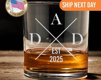 Vaso de whisky para papá nuevo, vaso de bourbon para papá, regalo para papá primerizo, vaso de roca para papá, regalo del Día del Padre para él, futuro papá, regalo de hijo a padre
