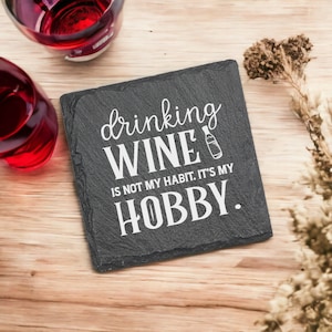 Funny Beer Wine Laser Engrave Slate Coasters, Housewarming Gift, Wedding Gift, Beer Coaster, Drink Bar Coaster, Wine Coaster, Sarcasm Gift