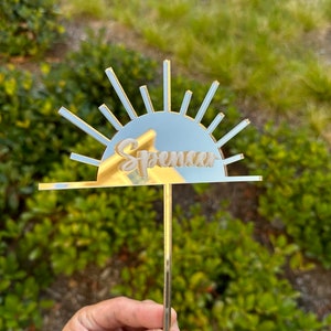 Here Comes The Sun Cake Topper, Personalized Cake Topper, Personalized Cake Topper, First Birthday, Baby Shower, Sunshine Baby,