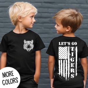 Youth Tigers Shirt, Let&#39;s Go Tigers, Tiger Apparel, Kid&#39;s Black Tiger shirt, Go Tigers, Tiger Spirit Wear, Tiger Tshirt, Tigers Graphic Tee