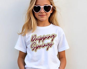 Youth Dripping Springs T Shirt, Kid's DRIP tigers shirt, Maroon and Gold Dripping Springs Shirt, Comfort Colors