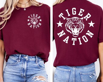 Tiger Nation Shirt, Maroon Tiger Football Game Shirt, Youth Tiger Nation T Shirt, Kids Tiger Game Day Shirt, Tiger Friday Night Lights Shirt