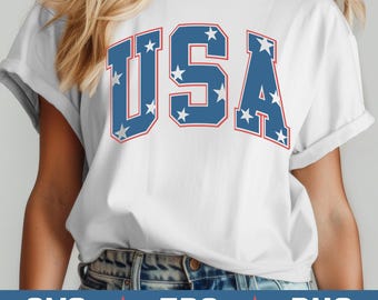 USA Varsity svg, Starry 4th of July png, USA 4th of July Varsity eps, Fourth of July Starry Varsity USA cricut and sublimation file