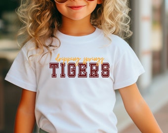 Dripping Springs Tiger Youth t shirt, Maroon and gold tiger spirit, kids tiger shirt, youth tiger t shirt, tiger fans t shirt, lets go tiger
