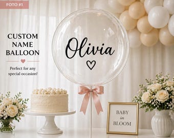 Personalized Clear Balloon with Name | DIY Balloon Kit | Custom Balloon Decal | Easy to Apply Party Balloon | Baby Shower, Birthday, Bridal