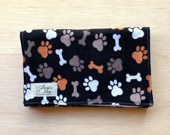 Dog Paws Burp Cloth: Handmade Flannel & Terry Cloth, Gender Neutral