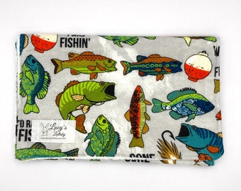 Burp Cloth - TROUT FISHING - Handmade | Flannel | Terry Cloth | Trout | Colorful | Outdoors | Baby Boy Gift | Orange | Green | New Dad Gift