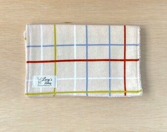 Burp Cloth - BEIGE PLAID | Rust | Blue | White | Green | Neutral | Flannel & Terry Cloth | Handmade | Baby Shower Gift | Modern | Essential