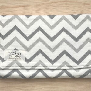 Burp Cloth-GRAY CHEVRON -Handmade, Flannel, Terry Cloth | Gender Neutral Baby Gift | Gray and White | Baby Boy | Baby Girl | Modern | White