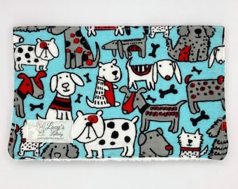 Cartoon Dogs Baby Burp Cloth: Handmade Flannel Terry Cloth