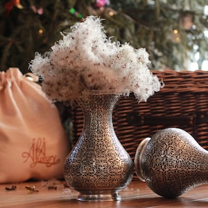 Engraved Copper Vase, Flower Vase