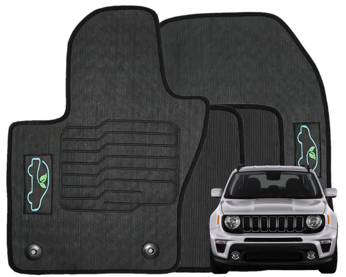 All Weather Floor Mats for 2015 to 2023 Jeep Renegade With Safety Locks  Front and Rear Black Ecomats 