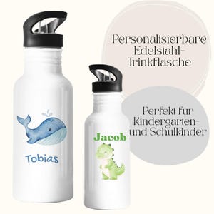 Personalized stainless steel drinking bottle for children with name, motif, gift for school and kindergarten children daycare, school