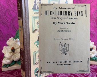 1951 The Adventures of Huckleberry Finn by Mark Twain, Illustrated Vintage Book