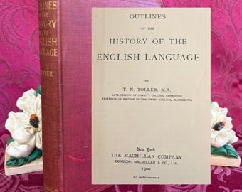 1900 Outlines of the History of the English Language, Antique School Book