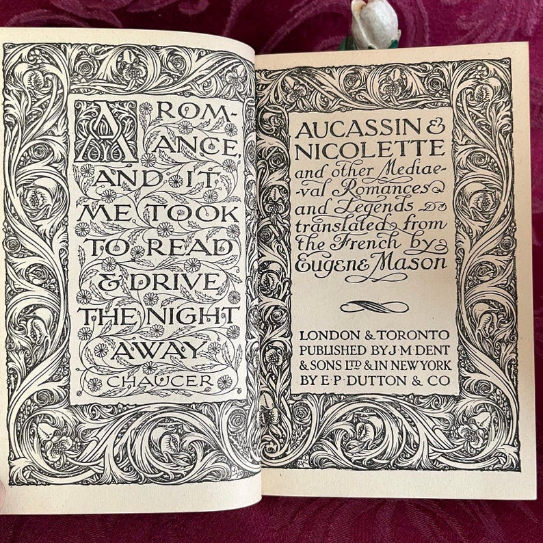 1919 Aucassin & Nicolette by Eugene Mason, Antique Book, Everyman's Library #497 bild 5
