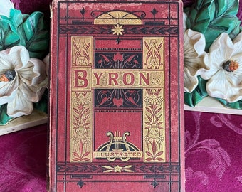 Ca 1878 The Poetical Works of Lord Byron. Reprinted from the Original Editions. With Explanatory Notes Etc. Illustrated Antique Book