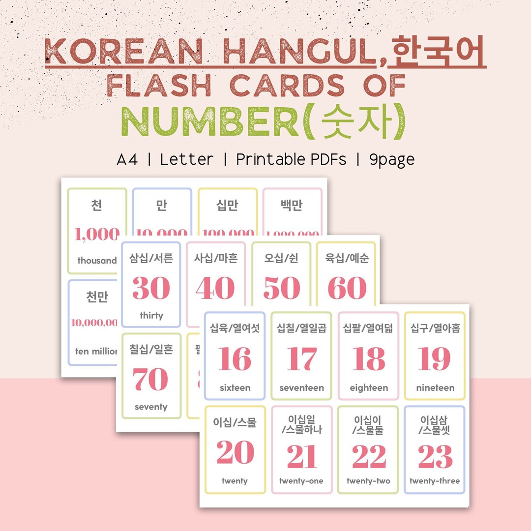 Korean Alphabet Hangul Printable Korean Flash Cards Etsy