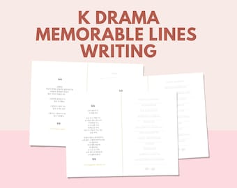 K Drama Memorable Lines Writing | Korean Writing Practice | Printable | Digital download | Learn Korean | Hangul | 한글