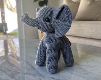 Elephant Crochet Animal Safari Amigurumi Toy Plushie Stuffed Toddler Baby Gift Giftidea Nursery Babyshower Heirloom Handmade Cottonyarn