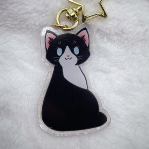 Shorthaired Tuxedo cat Acrylic Charm Keychain \\ pet breed kawaii cartoon gift