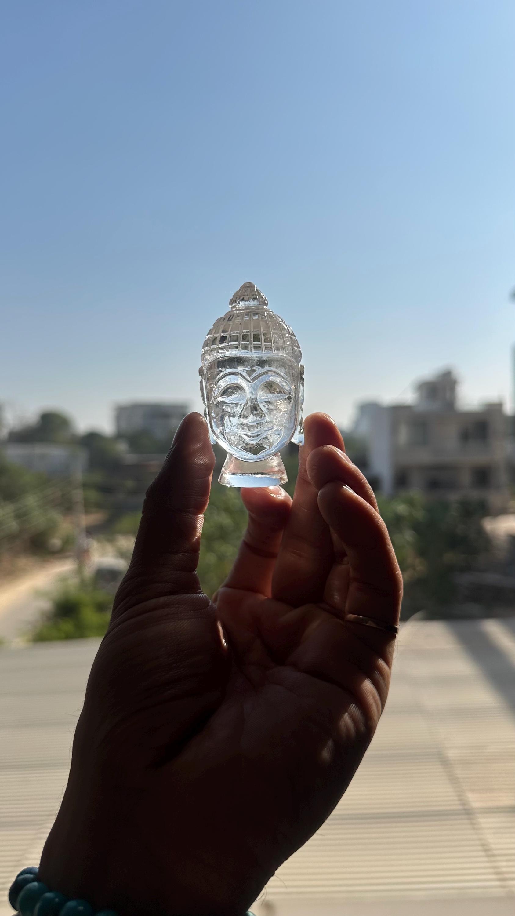 95g ヒマラヤ水晶仏頭、水晶仏、宝石仏、ヒーリングクリスタル、水晶