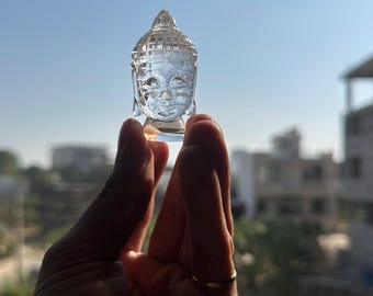 95g ヒマラヤ水晶仏頭、水晶仏、宝石仏、ヒーリングクリスタル、水晶