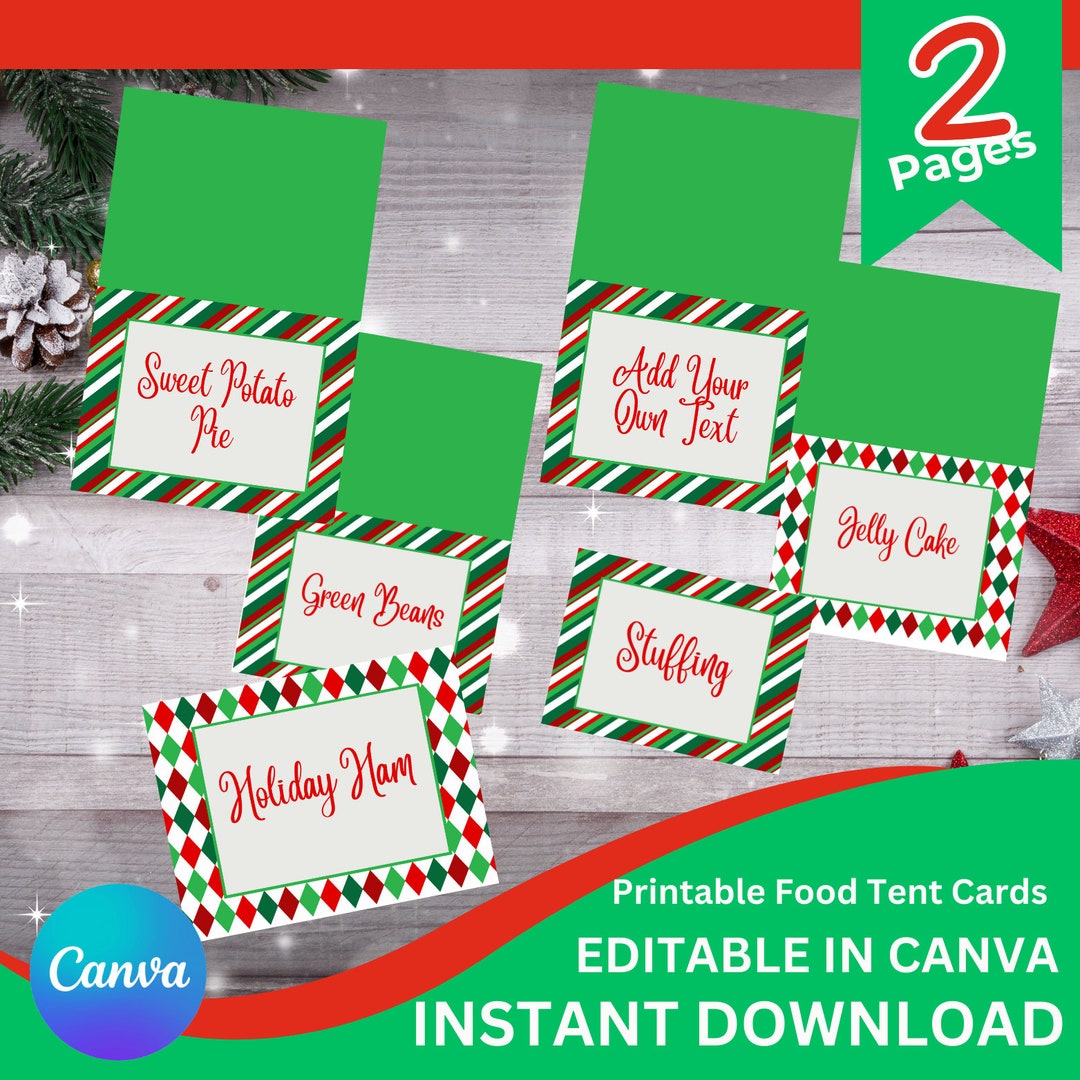 Christmas Printable Food Tent Cards - Etsy