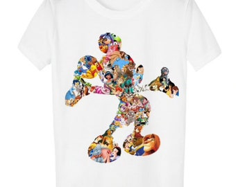 Mickey Minnie Mouse Cotton White T-Shirt Tee, Disney Cartoon Disneyland Print T-Shirt Tee Vest Blouse, Birthday Gift