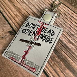 Walking Dead Keychain, Walking Dead Keyring, Don't Enter Dead Inside,Zombie Apocalypse,Zombie Themed Keychain, Embroidered Keychain,Bag Tag