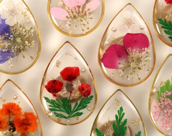 Lådknopp med äkta blommor, skåpknopp med pressad blommotiv, mässingsknopp för glöm mig inte, skåpknopp med dekorativ prästkrage och vildblomma