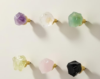 Natural crystal wall hook Hooks, travertine Hook, Viola Hats hanger, natural stone crystal Hanger Organize for Scarfs, Bags, Clothes