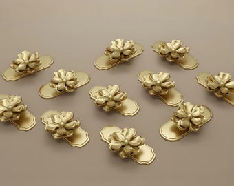 Brass camellia flower Knobs Pulls Dresser Knob Handles flower Drawer Knob Pull closet Cabinet Knob gold Custom engraved  Kitchen Knobs