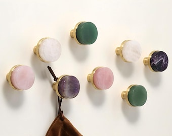 Natural crystal wall hook Hooks, travertine Hook, Viola Hats hanger, natural stone Hanger Organize for Scarfs, Bags, Clothes