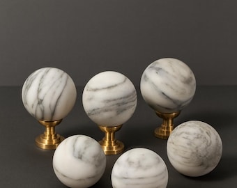Arabescato White Marble ball drawer knob,natural round Cabinet dresser knobs,ball Cupboard Wardrobe knobs Custom engraved Furniture hardware