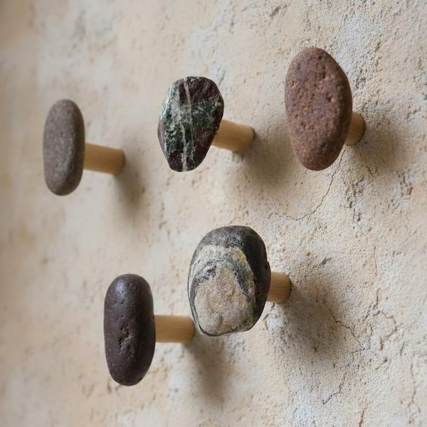 Wabi Sabi entryway hook/ boho wall hook Coat Hangers Racks Hooks Decorative Wall Hooks Gift Hook Hardware/stone hook