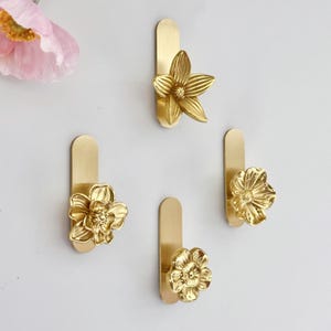 Brass flower adhesive wall Hooks for Bag, Hat,Coat - brass hook Bathroom Wall Towel Hanging Wall Hooks,Craft Supplies for handmade wall hook
